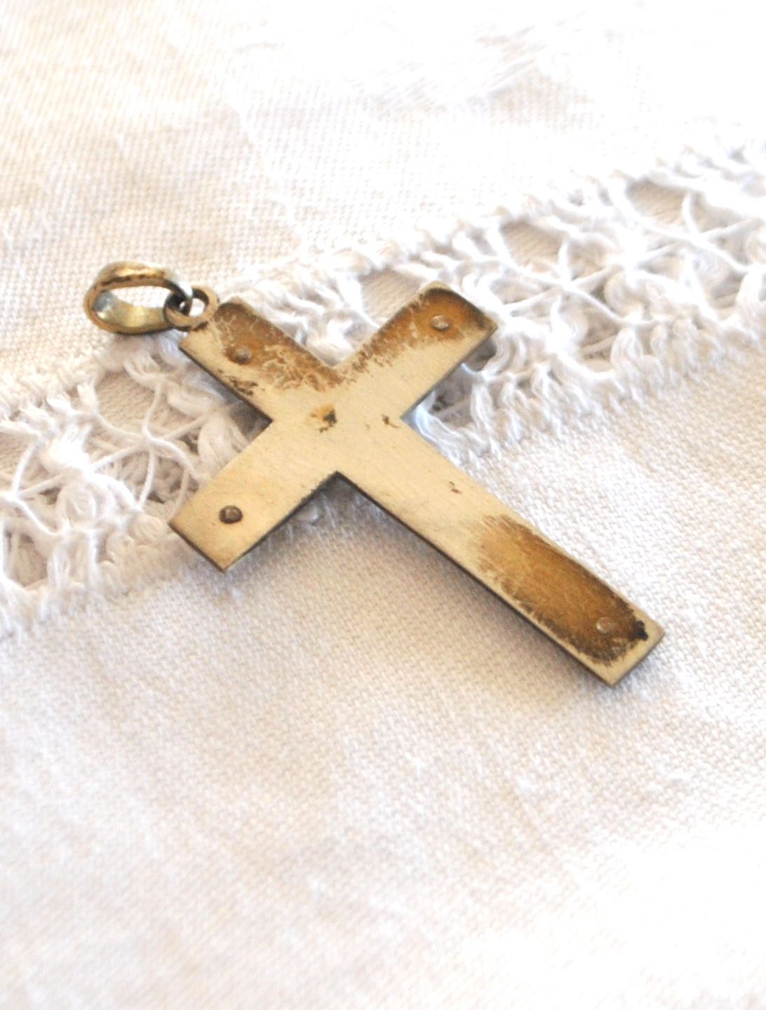Pendentif croix en ARGENT 800 crabe - Collier Bijou rétro 1920 – Image 2