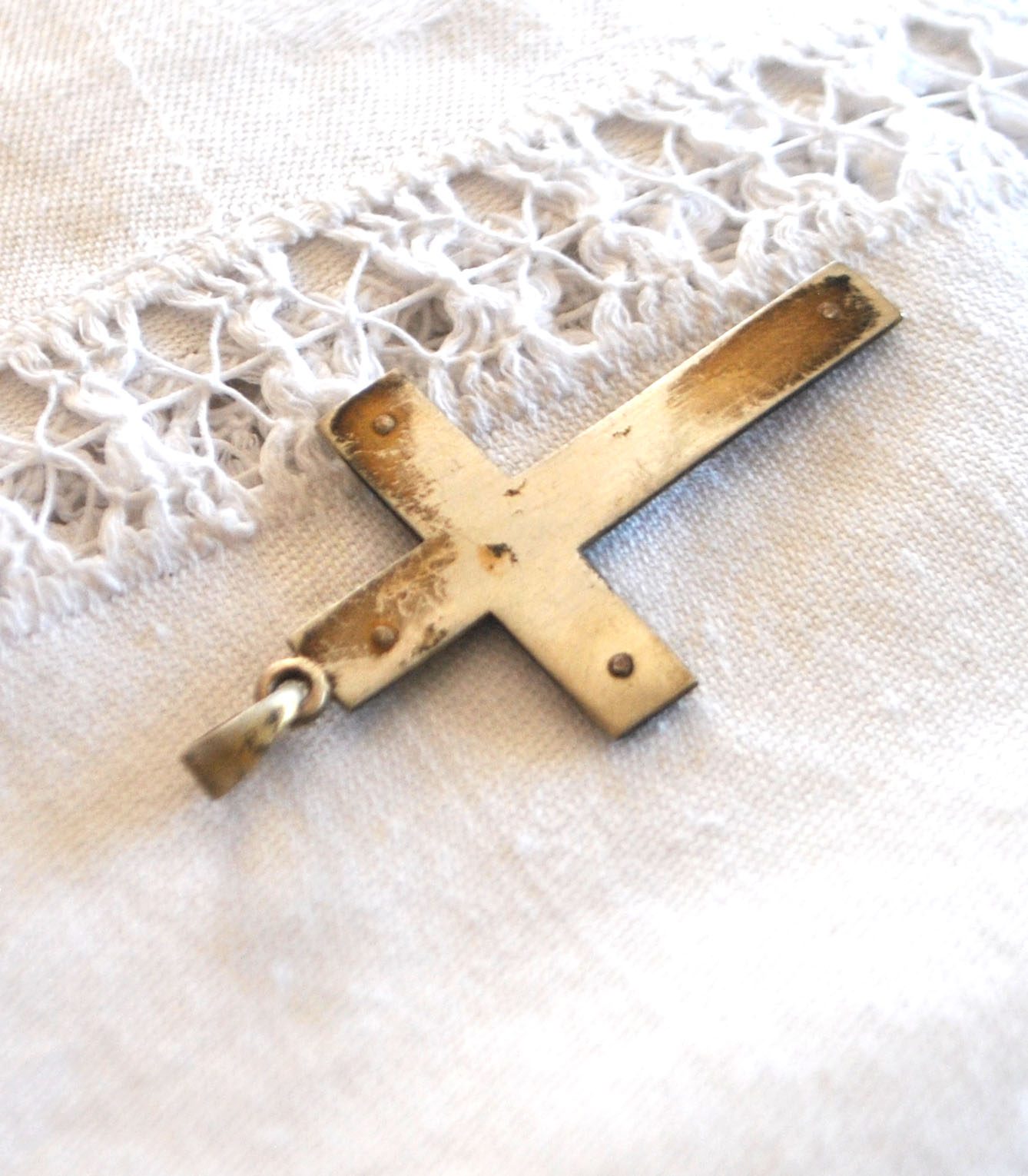 Pendentif croix en ARGENT 800 crabe - Collier Bijou rétro 1920 – Image 3