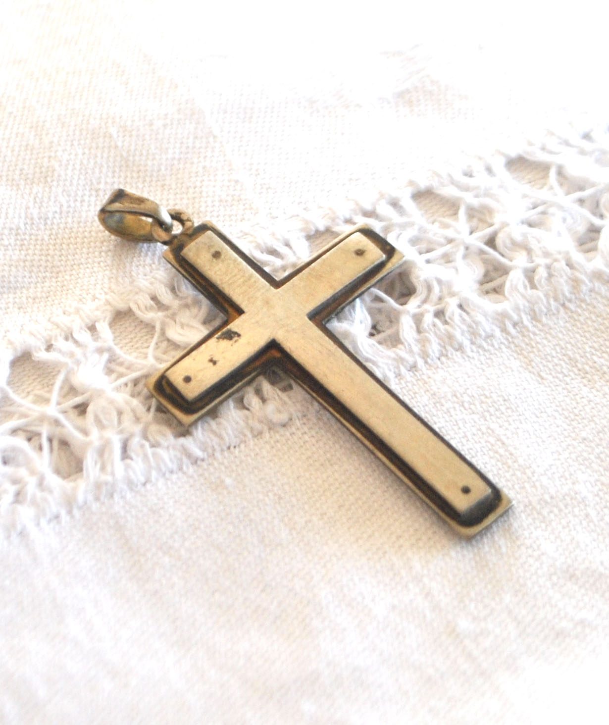 Pendentif croix en ARGENT 800 crabe - Collier Bijou rétro 1920 – Image 4