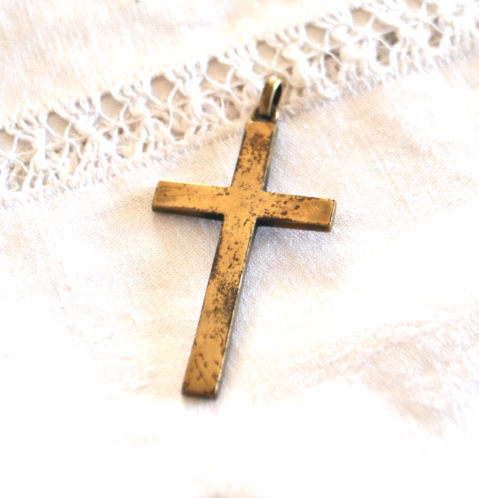 Pendentif croix en ARGENT 900 - Collier Bijou vintage