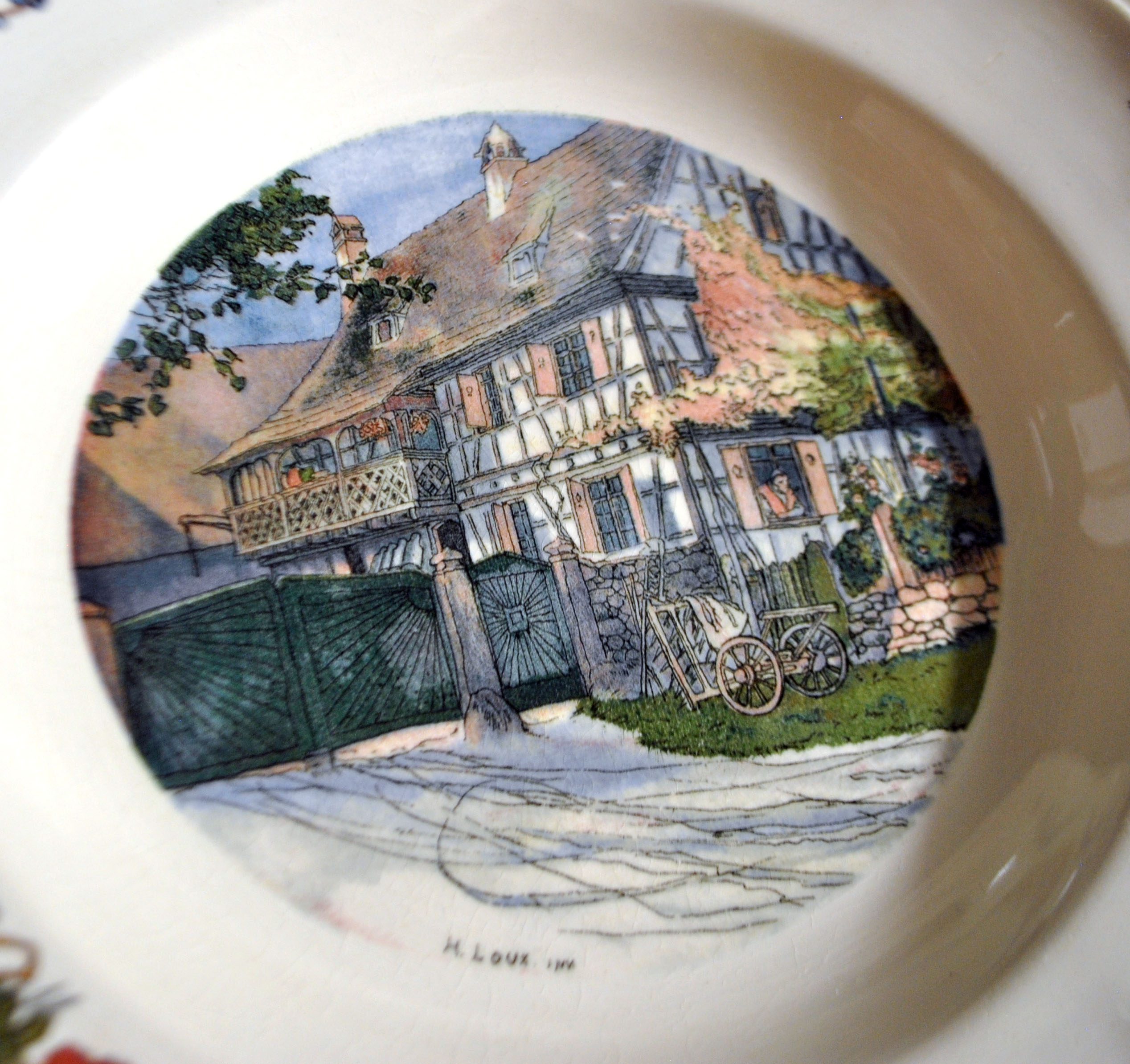 SARREGUEMINES Lot 6 assiettes creuse OBERNAI décor LOUX - ALSACE – Image 5