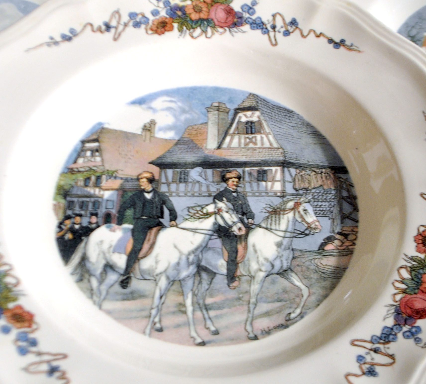 SARREGUEMINES Lot 6 assiettes creuse OBERNAI décor LOUX - ALSACE – Image 6