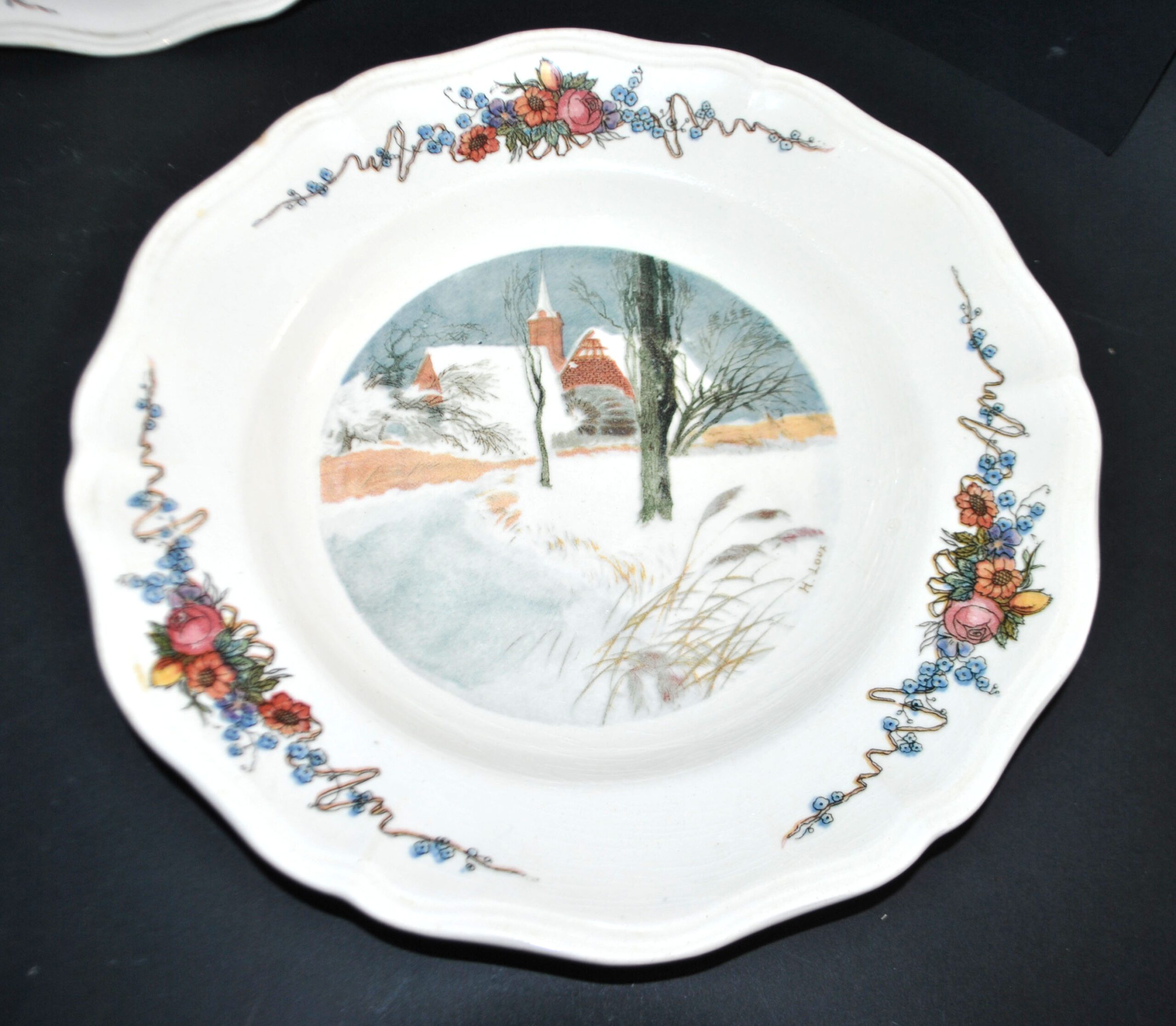 SARREGUEMINES Lot 6 assiettes creuse OBERNAI décor LOUX - ALSACE – Image 14