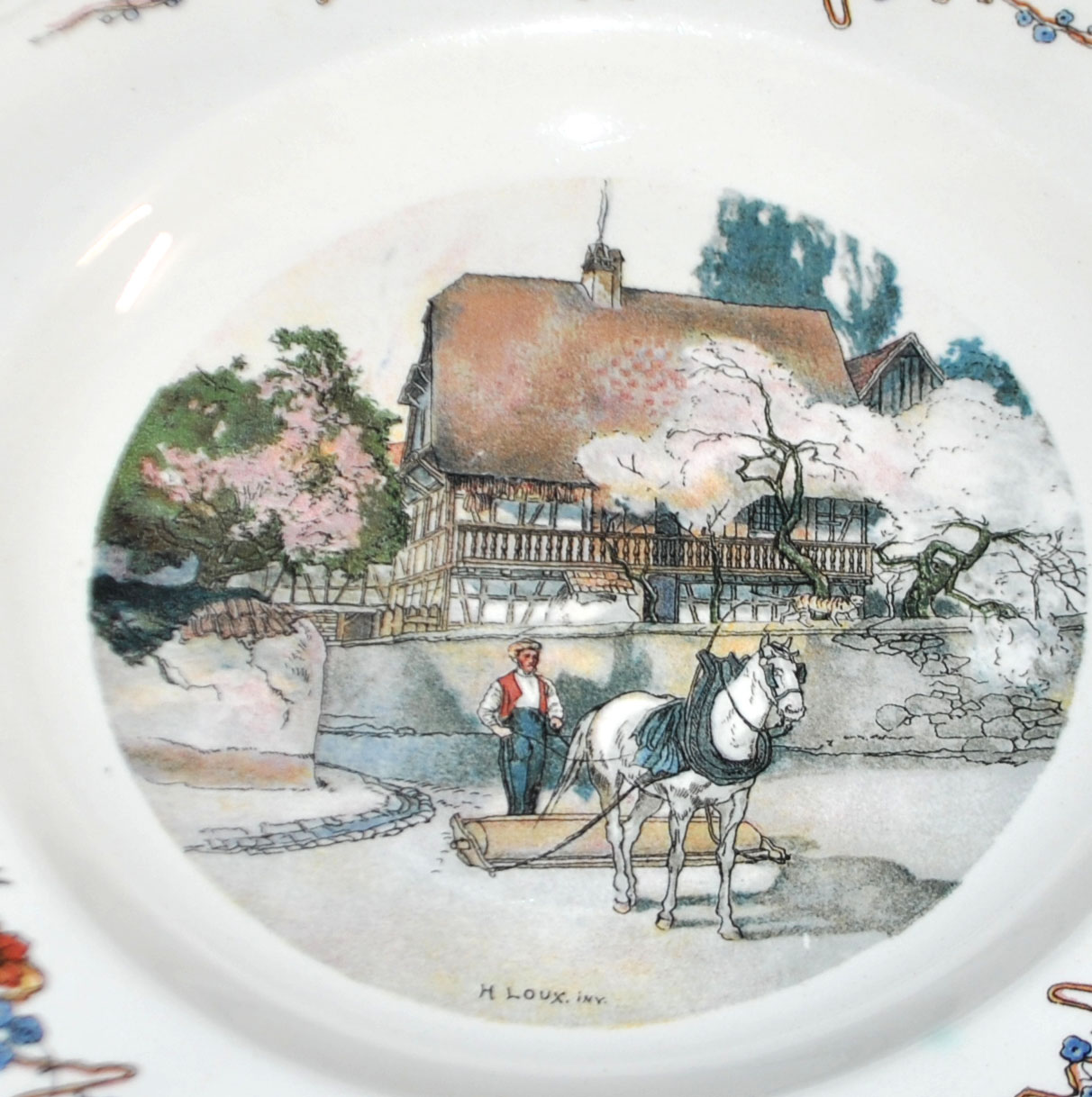 SARREGUEMINES Lot 6 assiettes creuse OBERNAI décor LOUX - ALSACE – Image 15