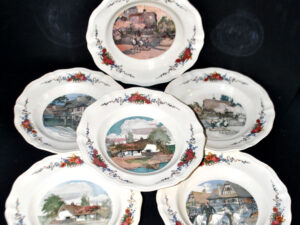 SARREGUEMINES Lot 6 assiettes creuse OBERNAI Village ALSACE par Loux