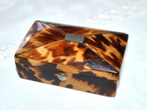 Boite à bijou Coffret ancien Empire en écaille et bois 19e s.