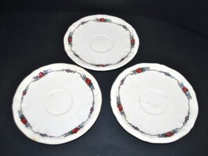 SARREGUEMINES Lot 3 sous-tasses Faïence OBERNAI fleuri 16cm