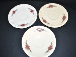 SARREGUEMINES Lot 3 sous-tasses Faïence OBERNAI 3 fleurs 16cm