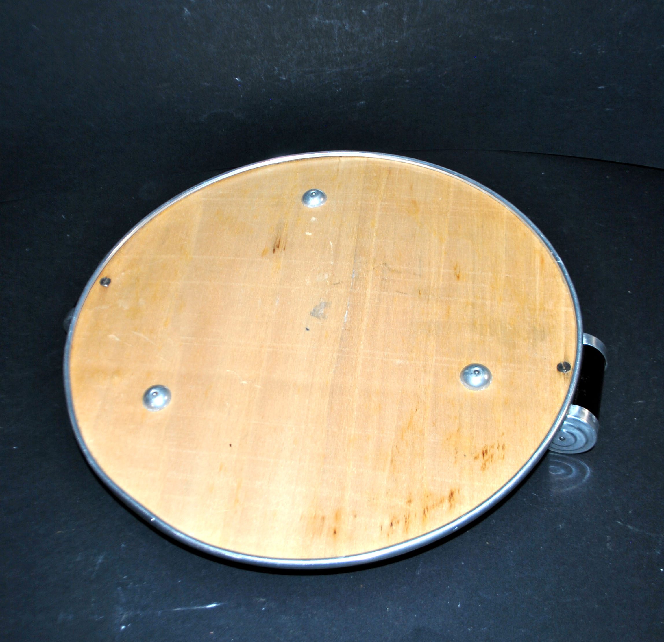 Plateau miroir ART DECO en métal chromé et bois 1930 – Image 4