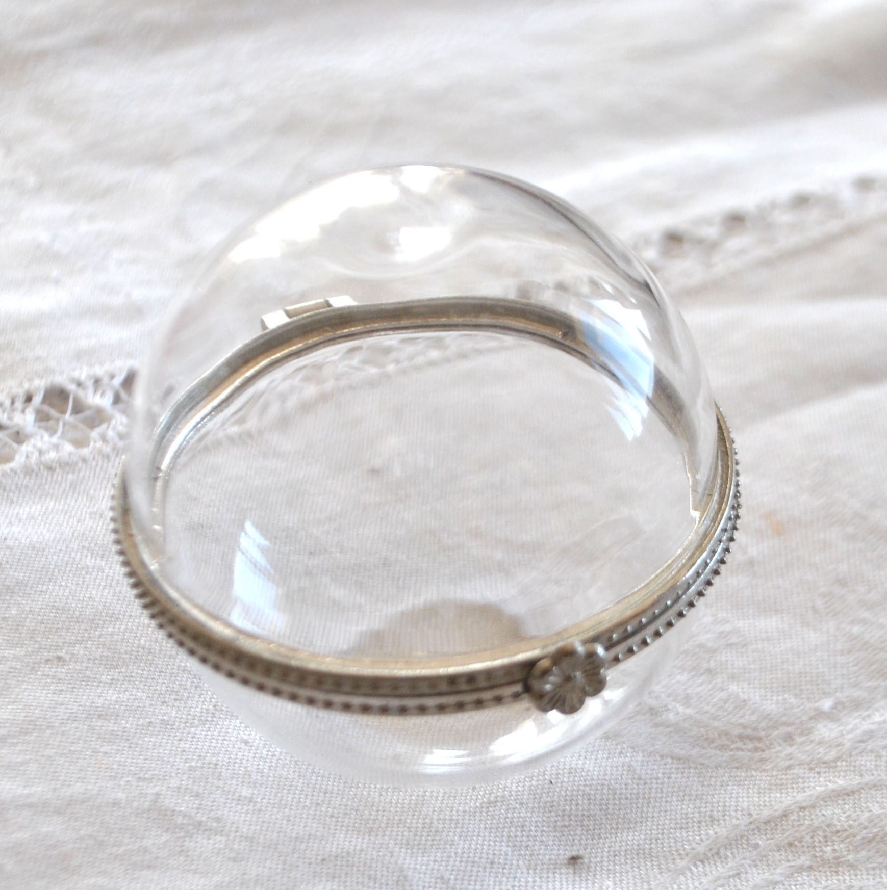 Boite à bijou boule en verre - Coffret baguier vintage