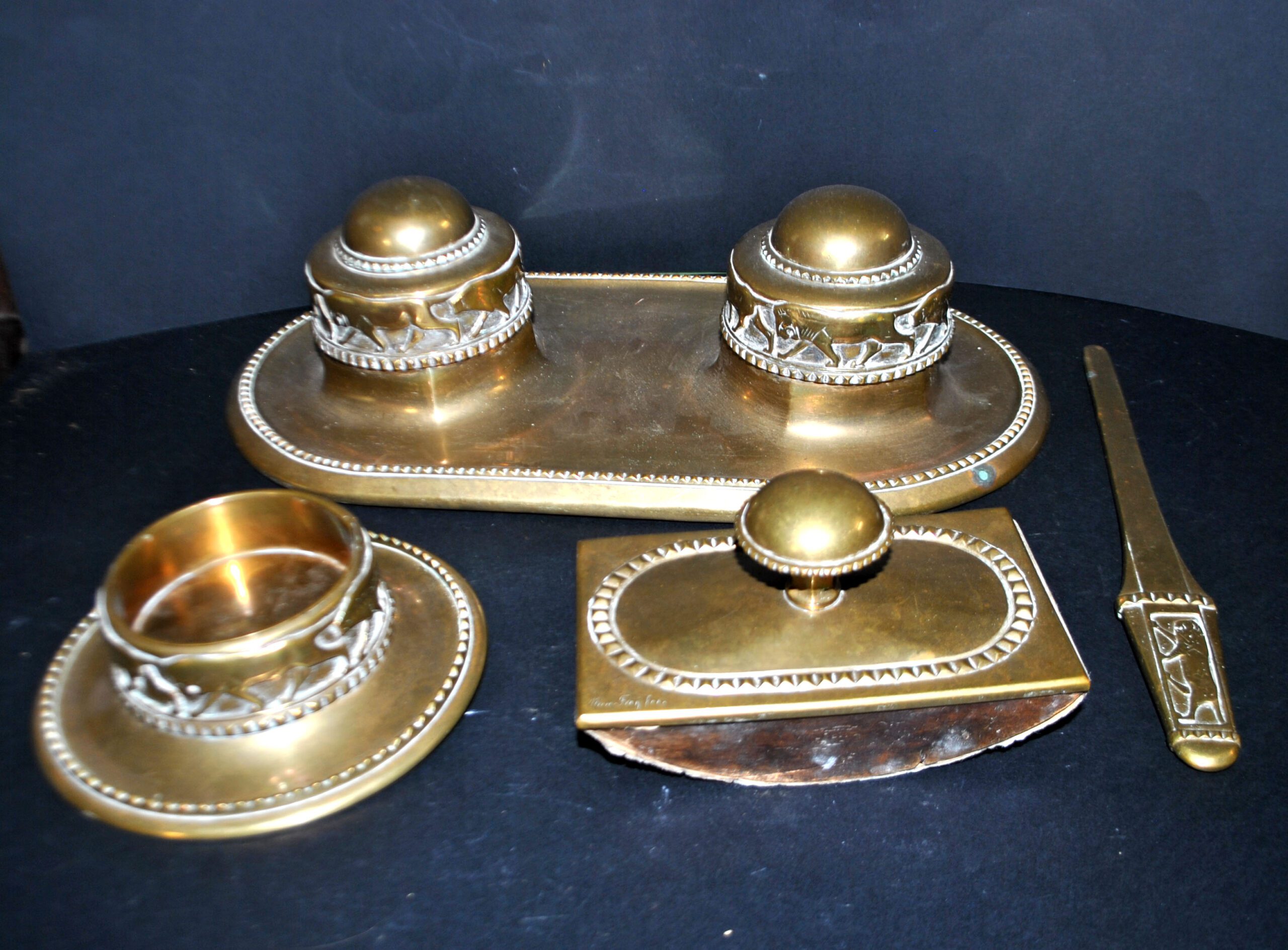 MAX FREY Bronze ART DECO Lion - Set Encrier Buvard Ouvre-lettre 1920 GLADENBECK Berlin – Image 7