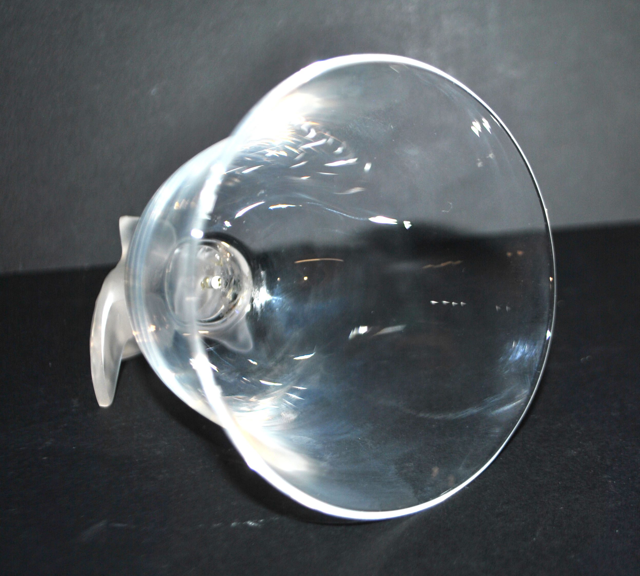 LALIQUE Cloche Oiseau Moineau effronté en cristal dépoli et signé – Image 4