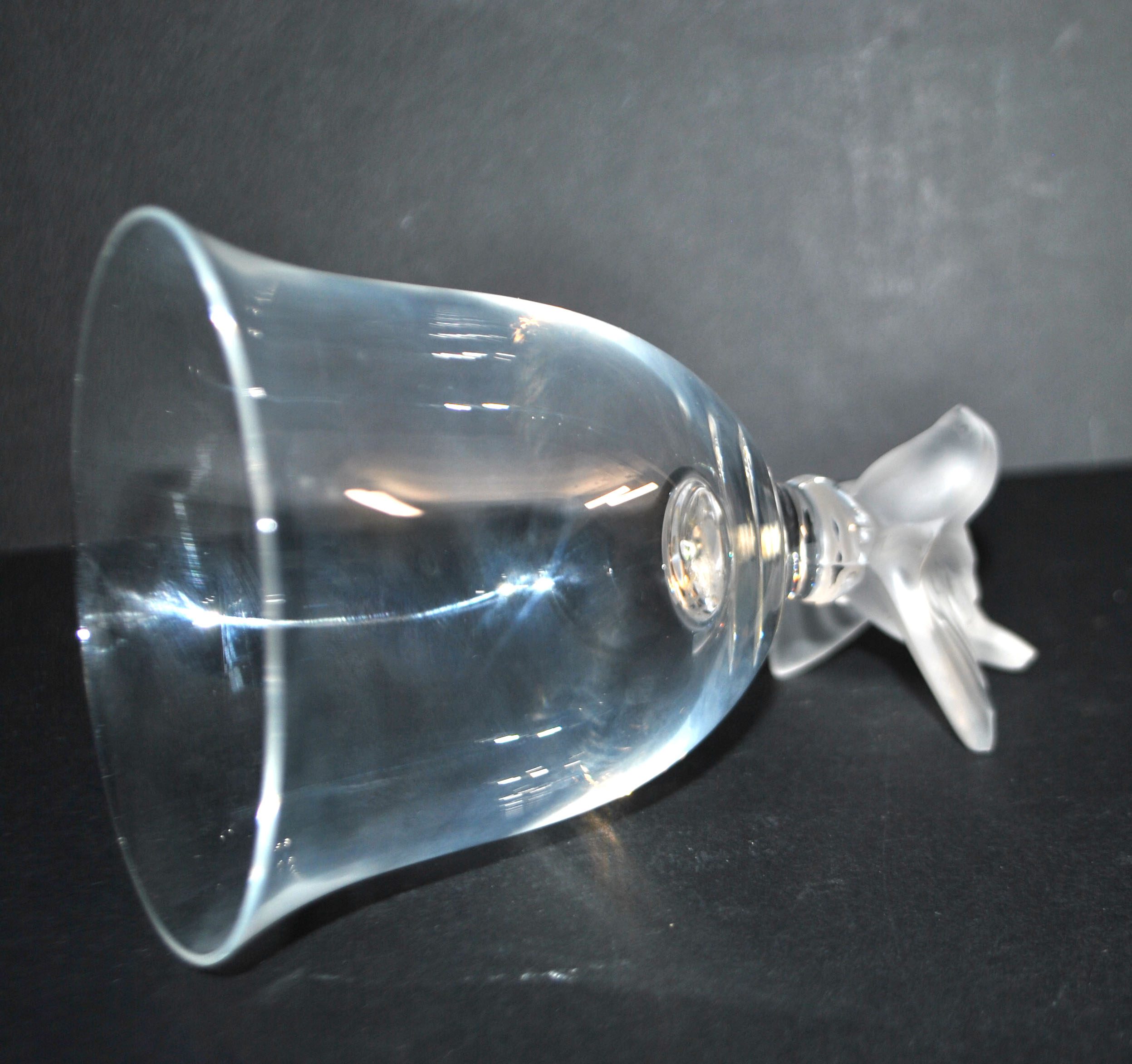 LALIQUE Cloche Oiseau Moineau effronté en cristal dépoli et signé – Image 5
