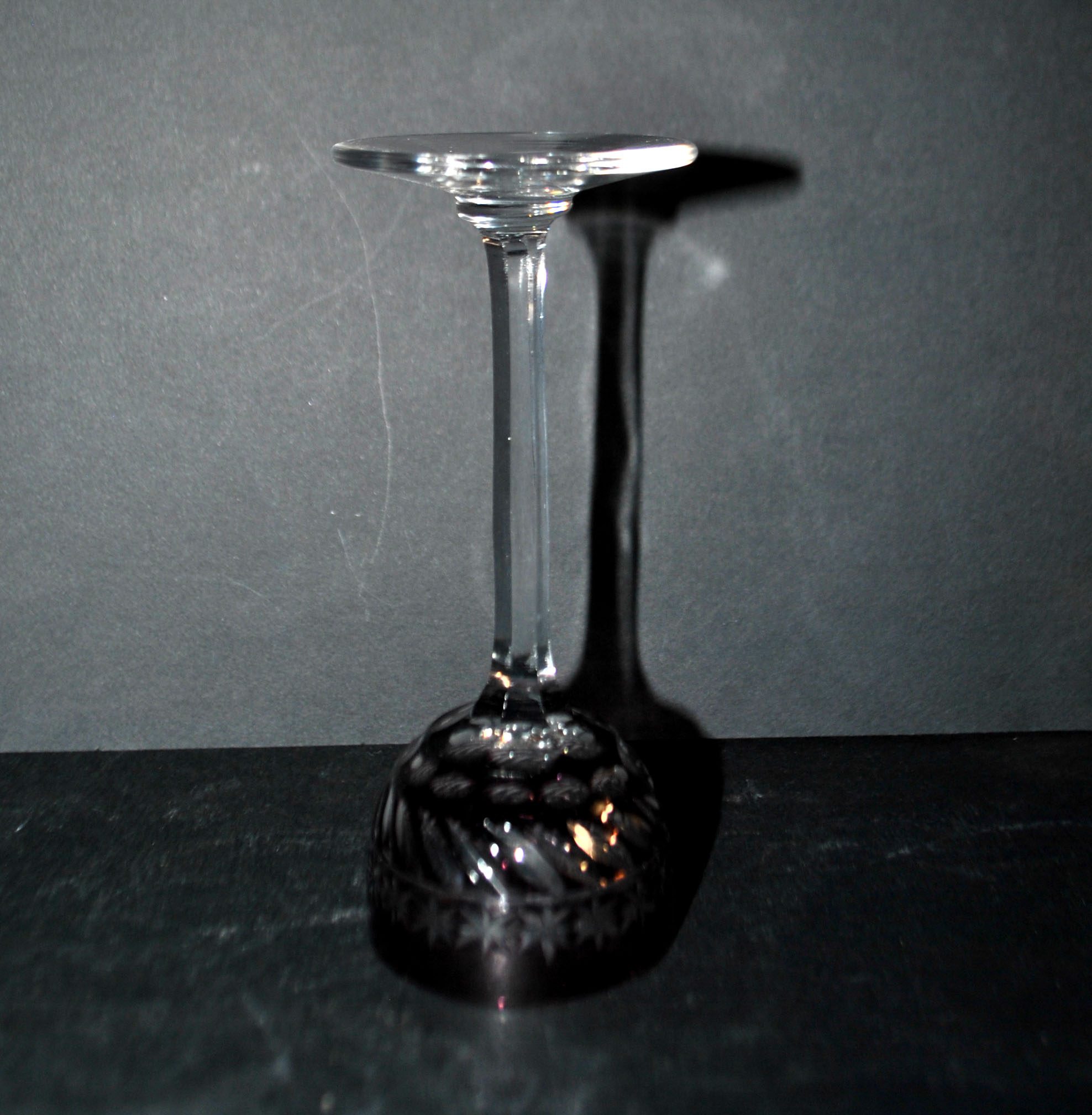 SAINT-LOUIS Verre à liqueur ancien METRA cristal doublé violine Roemer Overlay – Image 6