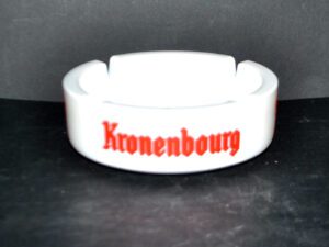 Cendrier publicitaire vintage KRONENBOURG en verre blanc Bistrot Brasserie 1990
