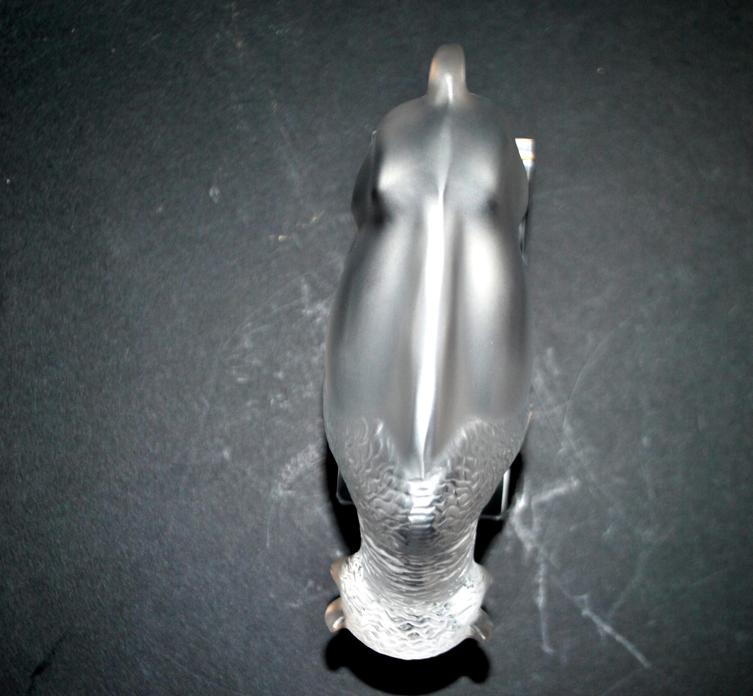LALIQUE Sculpture Presse-papier BISON en verre dépoli et signé – Image 14