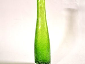 BIOT Vase bouteille vintage en verre bullé vert - soliflore H27cm