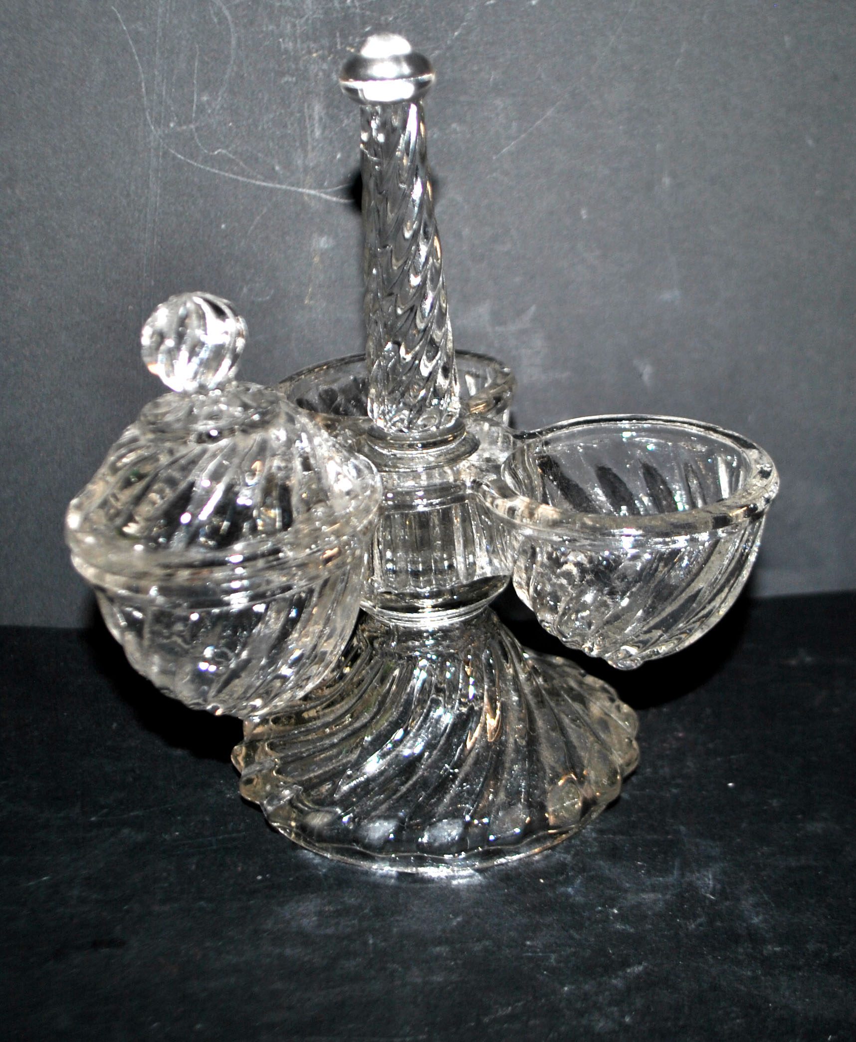 VALLERYSTHAL Ménagère tournante - serviteur de table verre moulé sel poivre moutarde – Image 20