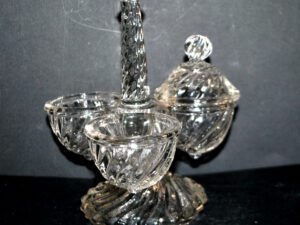VALLERYSTHAL Ménagère tournante - serviteur de table verre moulé sel poivre moutarde