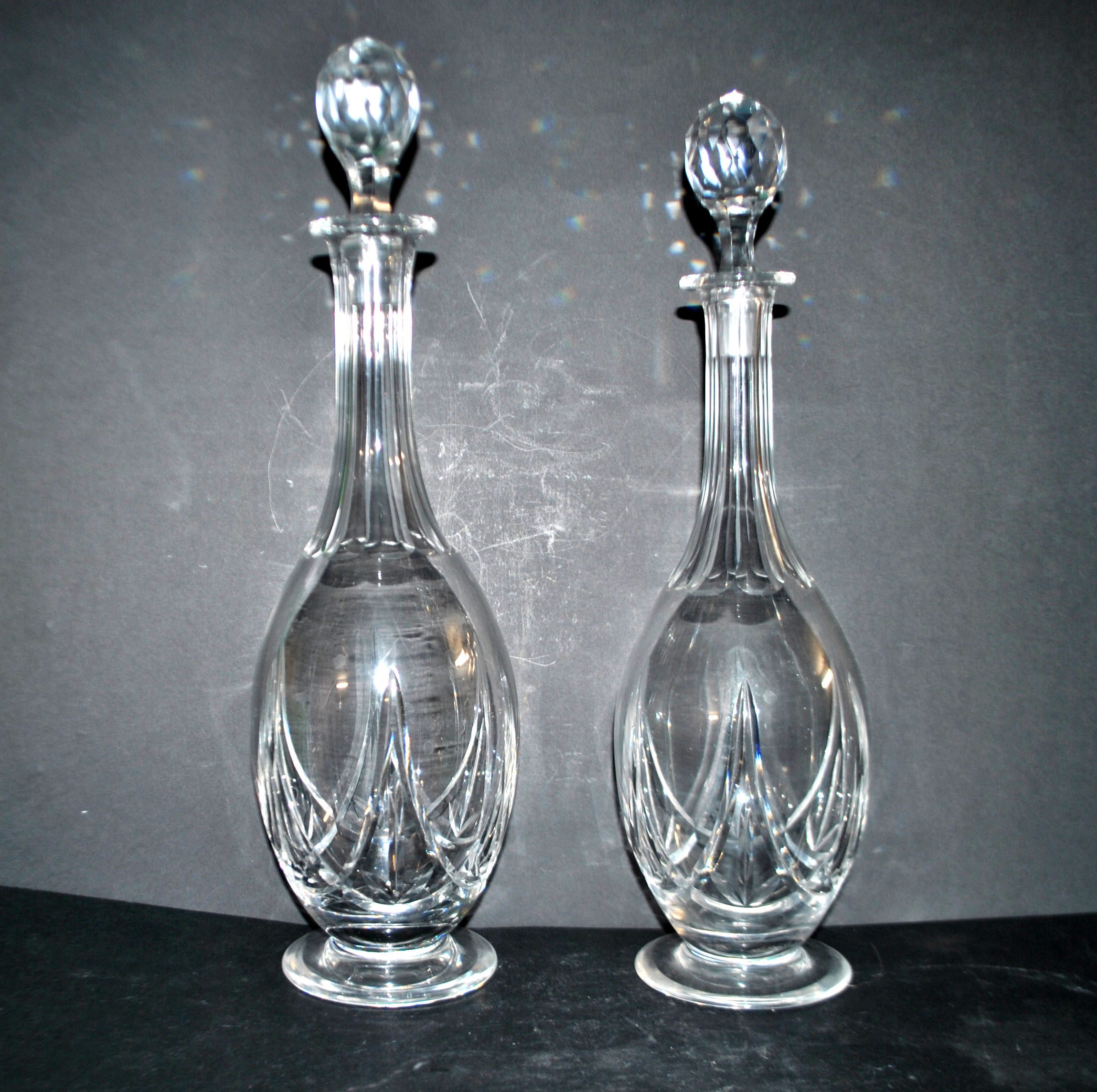 SAINT-LOUIS Lot 2 Carafes anciennes LASALLE en cristal taillé 1930