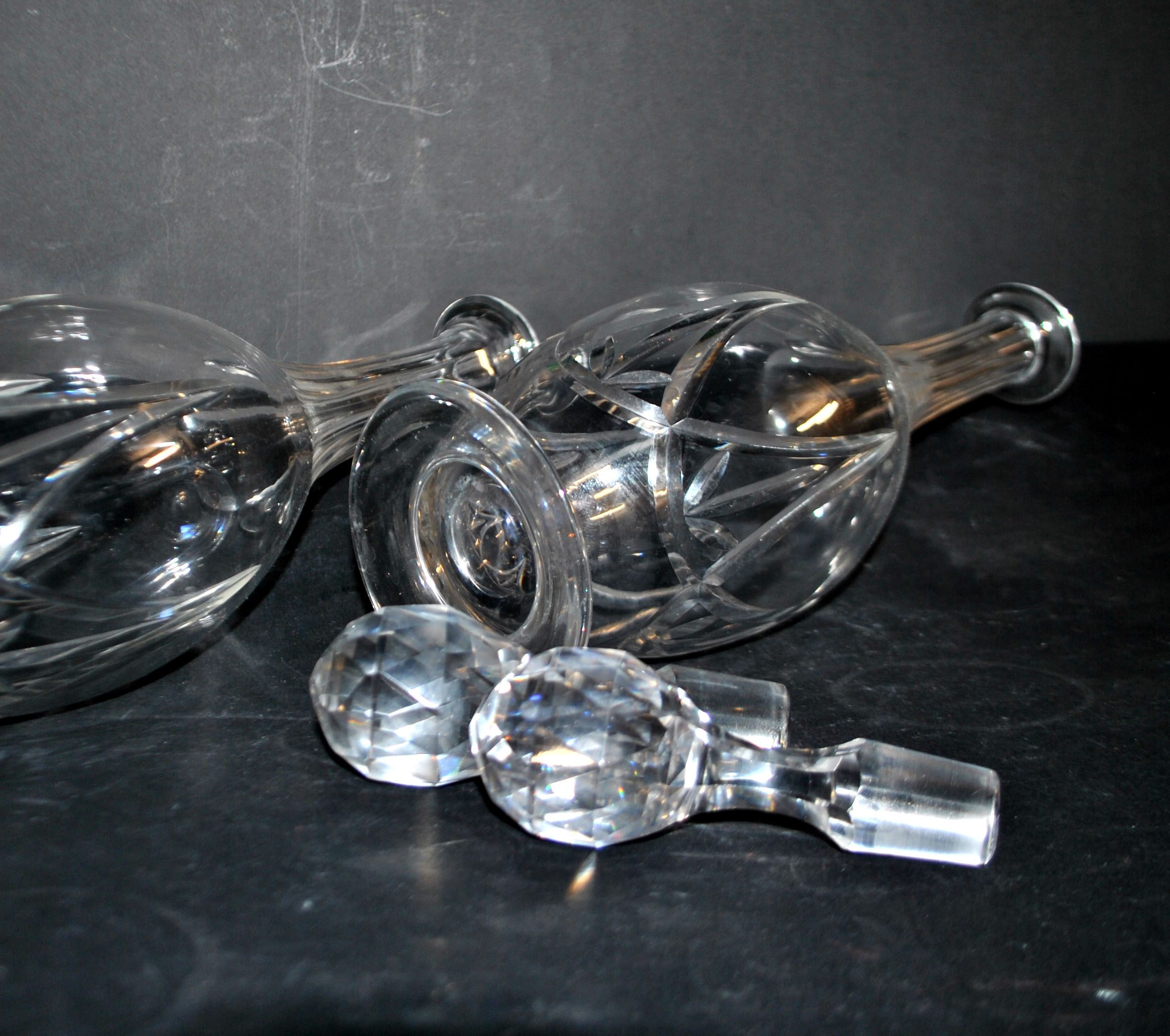 SAINT-LOUIS Lot 2 Carafes anciennes LASALLE en cristal taillé 1930 – Image 9