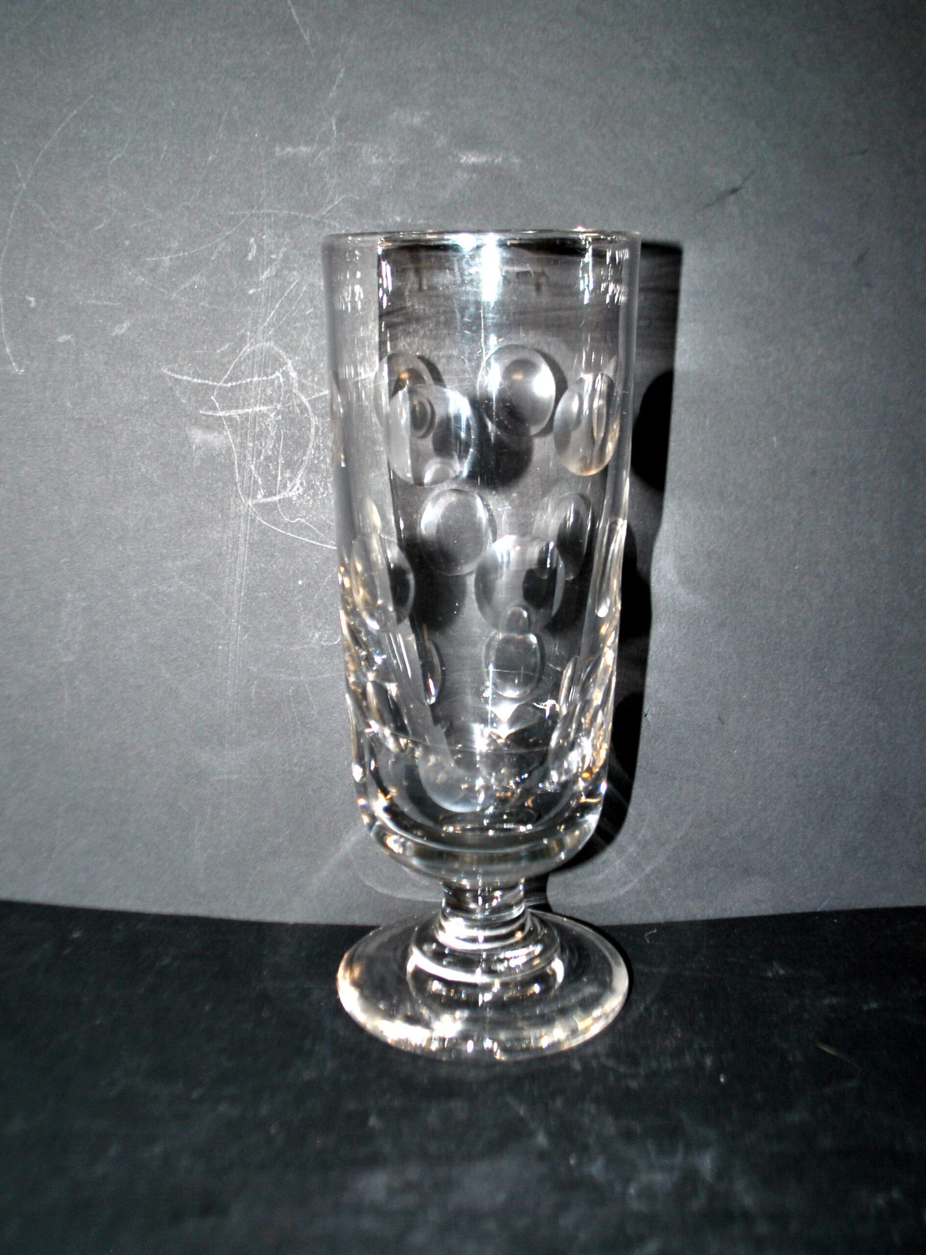 Verre à bière ancien en verre épais taillé - Pinte 50cl Bock BISTROT