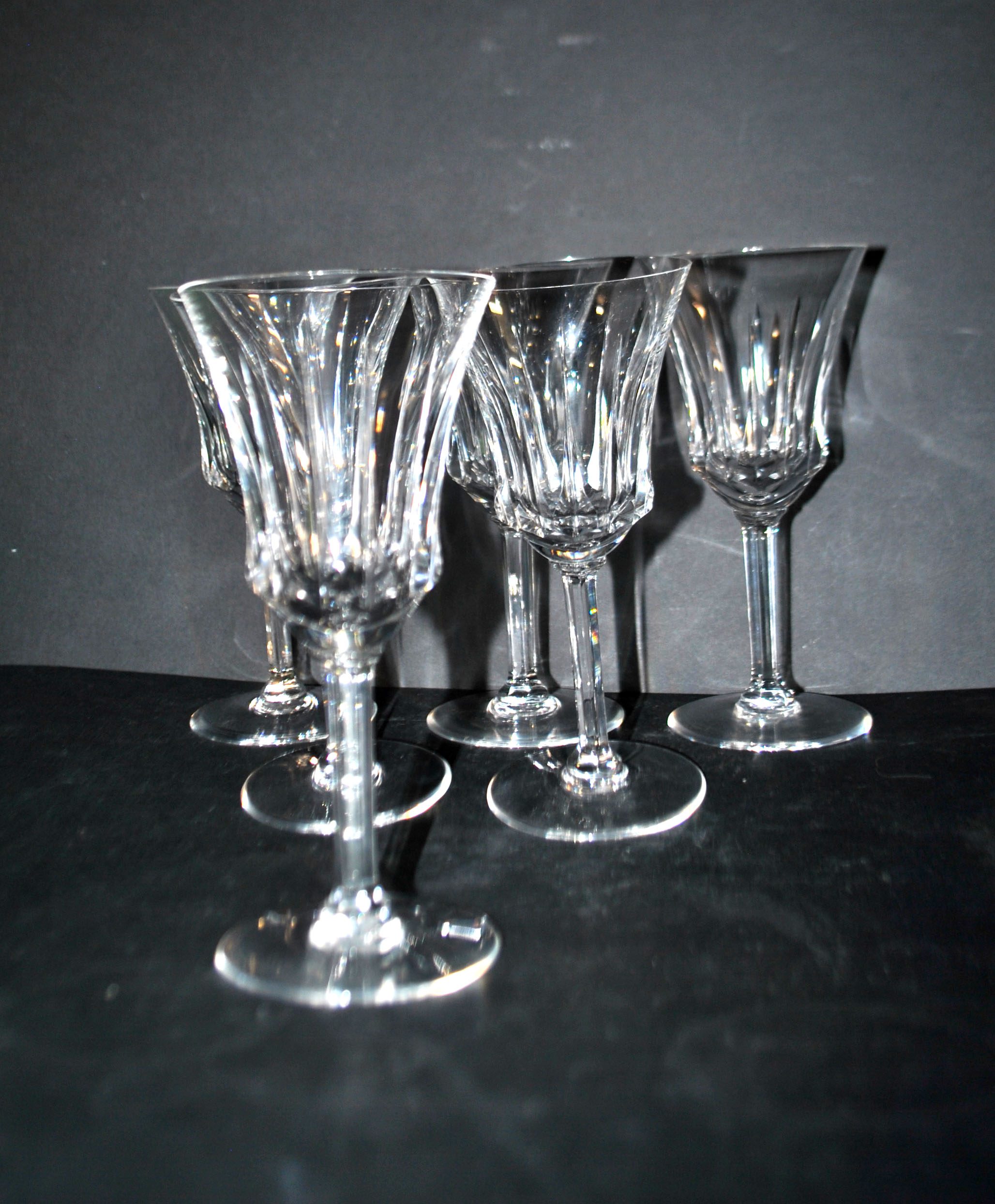 Lot 6 verres à vin évasé en cristal taillé style CONCORDE CERDAGNE H15.2 – Image 11