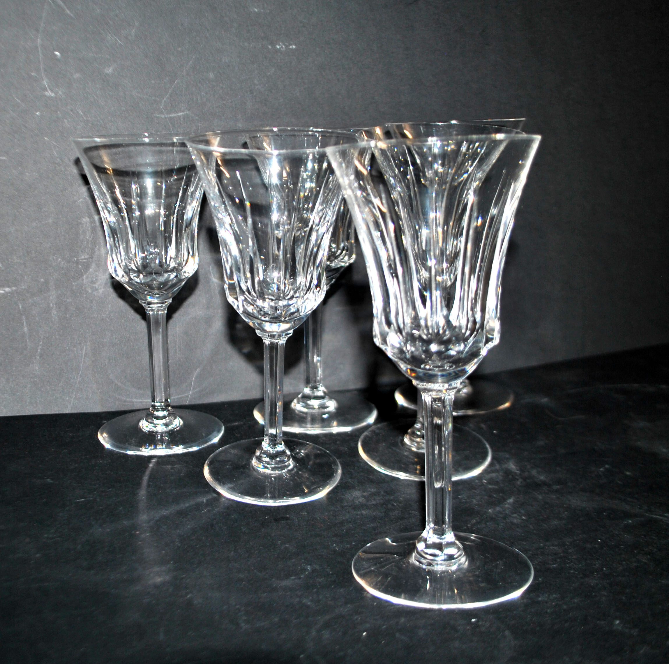 Lot 6 verres à vin évasé en cristal taillé style CONCORDE CERDAGNE H15.2 – Image 13