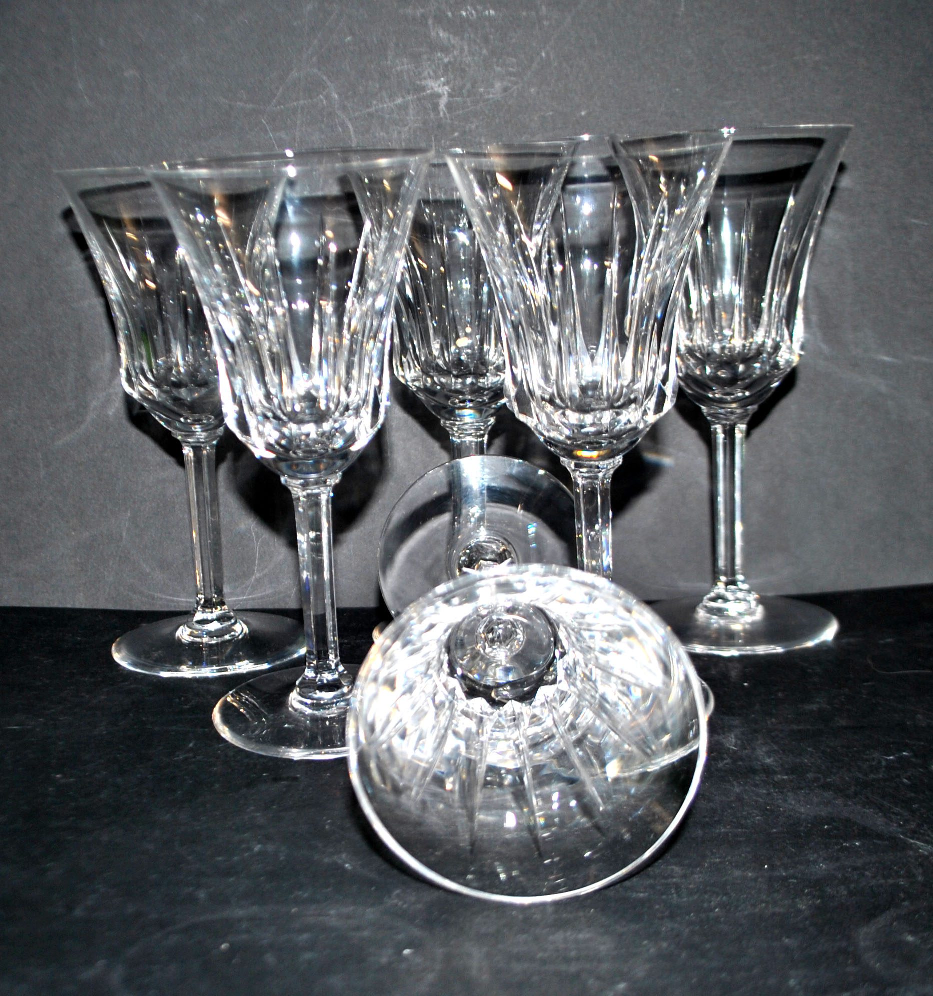 Lot 6 verres à vin évasé en cristal taillé style CONCORDE CERDAGNE H15.2 – Image 15