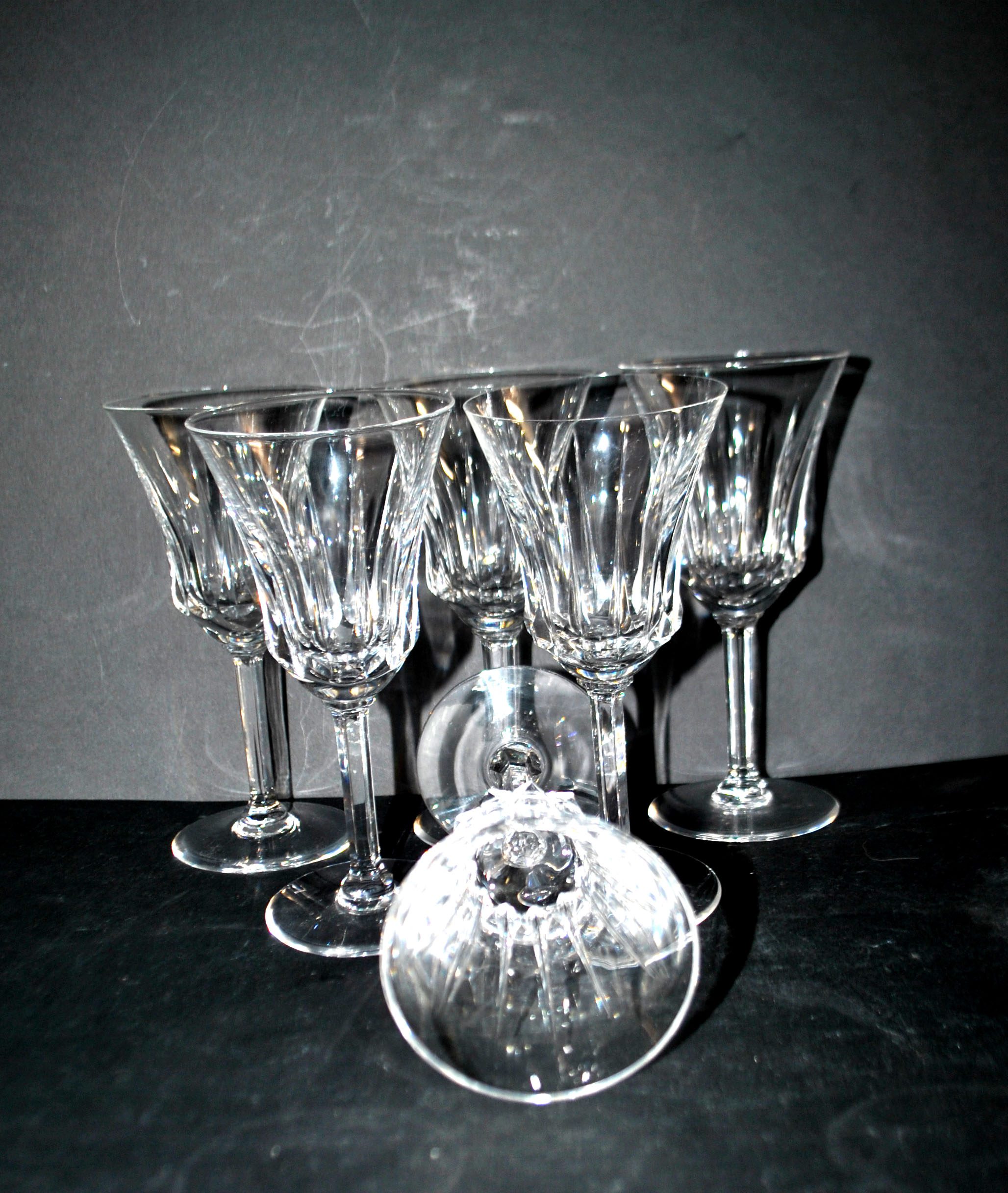 Lot 6 verres à vin évasé en cristal taillé style CONCORDE CERDAGNE H15.2 – Image 16