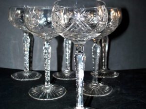 SAINT-LOUIS Verre à vin Ballon ROEMER en cristal taillé étoile 1930 H15.3cm
