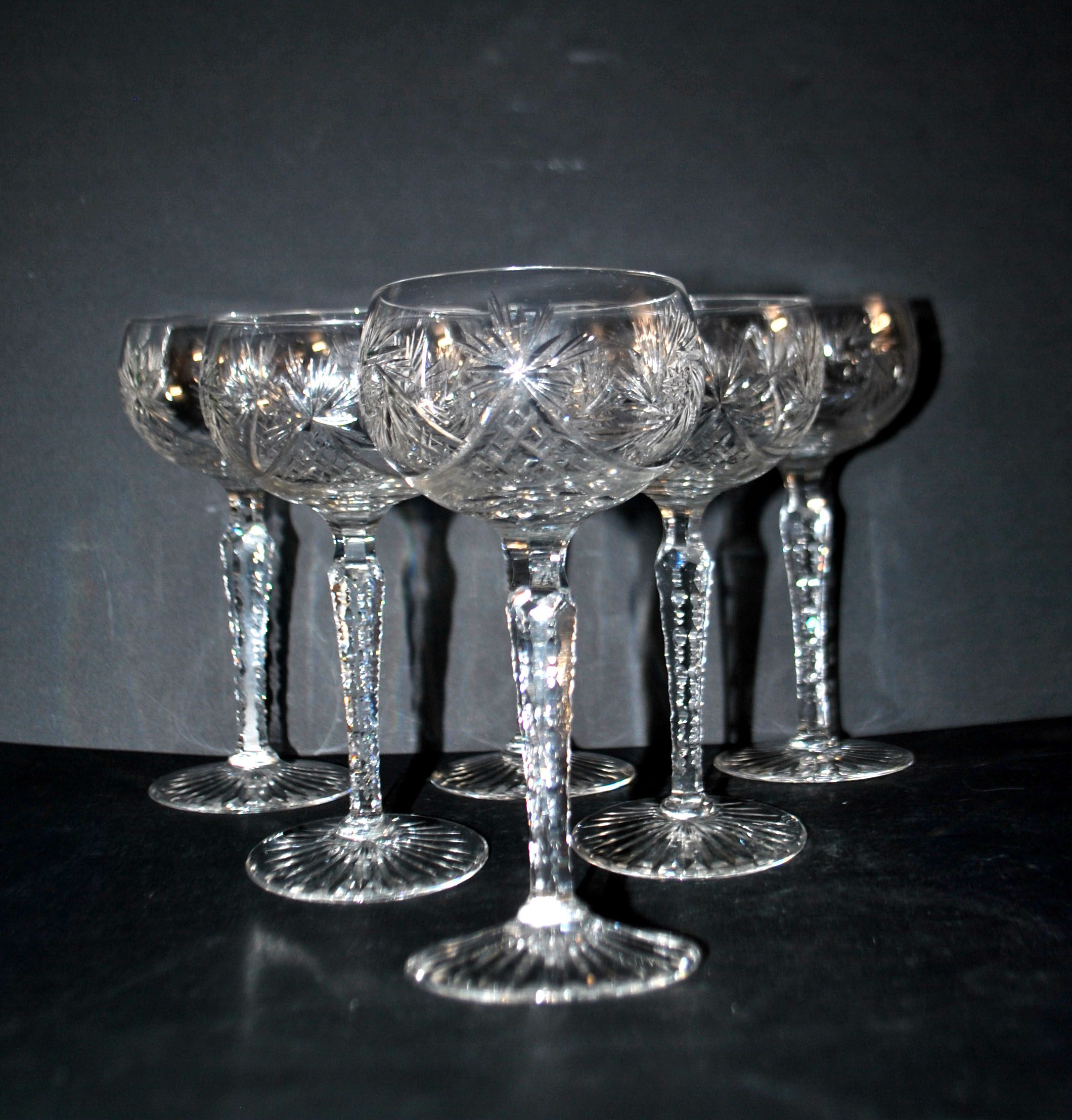 SAINT-LOUIS Verre à vin Ballon ROEMER en cristal taillé étoile 1930 H14.5cm – Image 7
