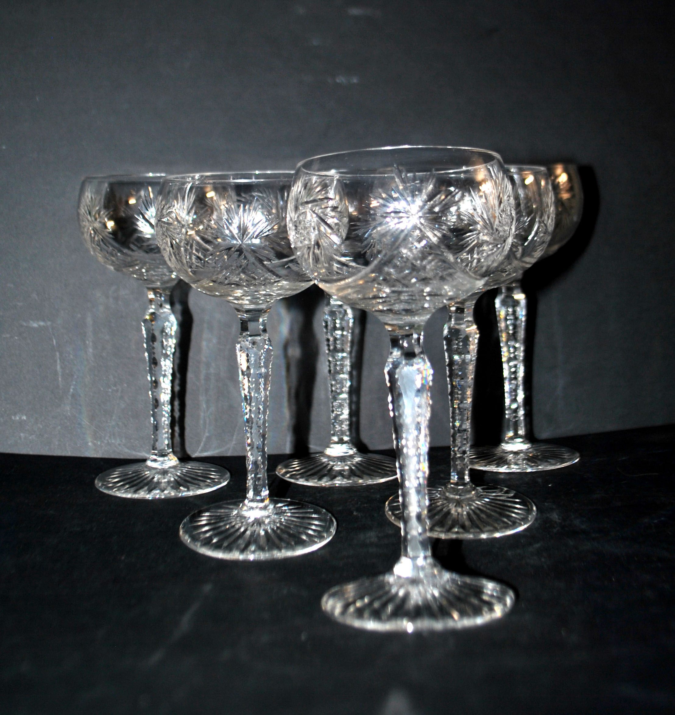 SAINT-LOUIS Verre à vin Ballon ROEMER en cristal taillé étoile 1930 H14.5cm – Image 8