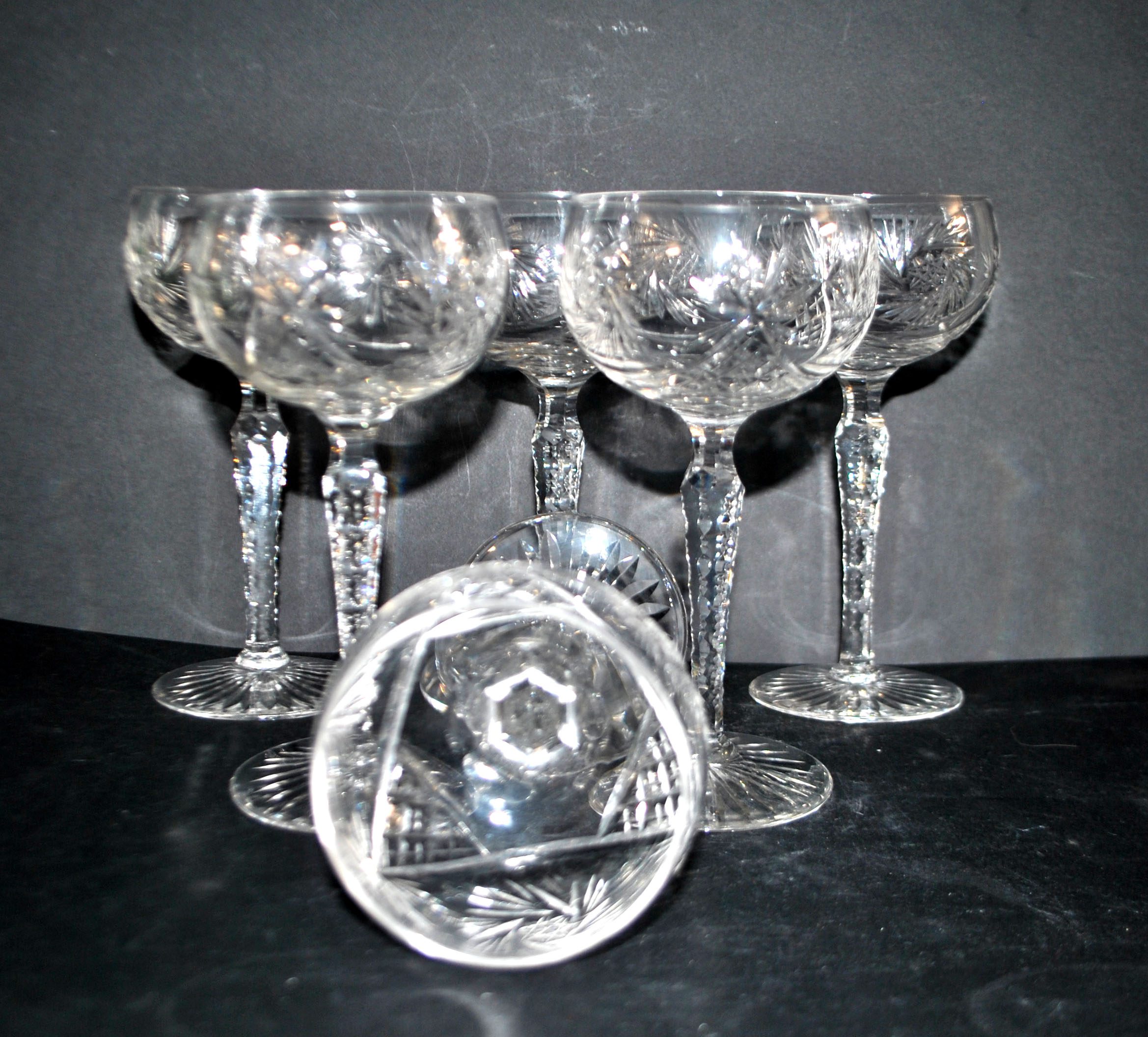 SAINT-LOUIS Verre à vin Ballon ROEMER en cristal taillé étoile 1930 H14.5cm – Image 14