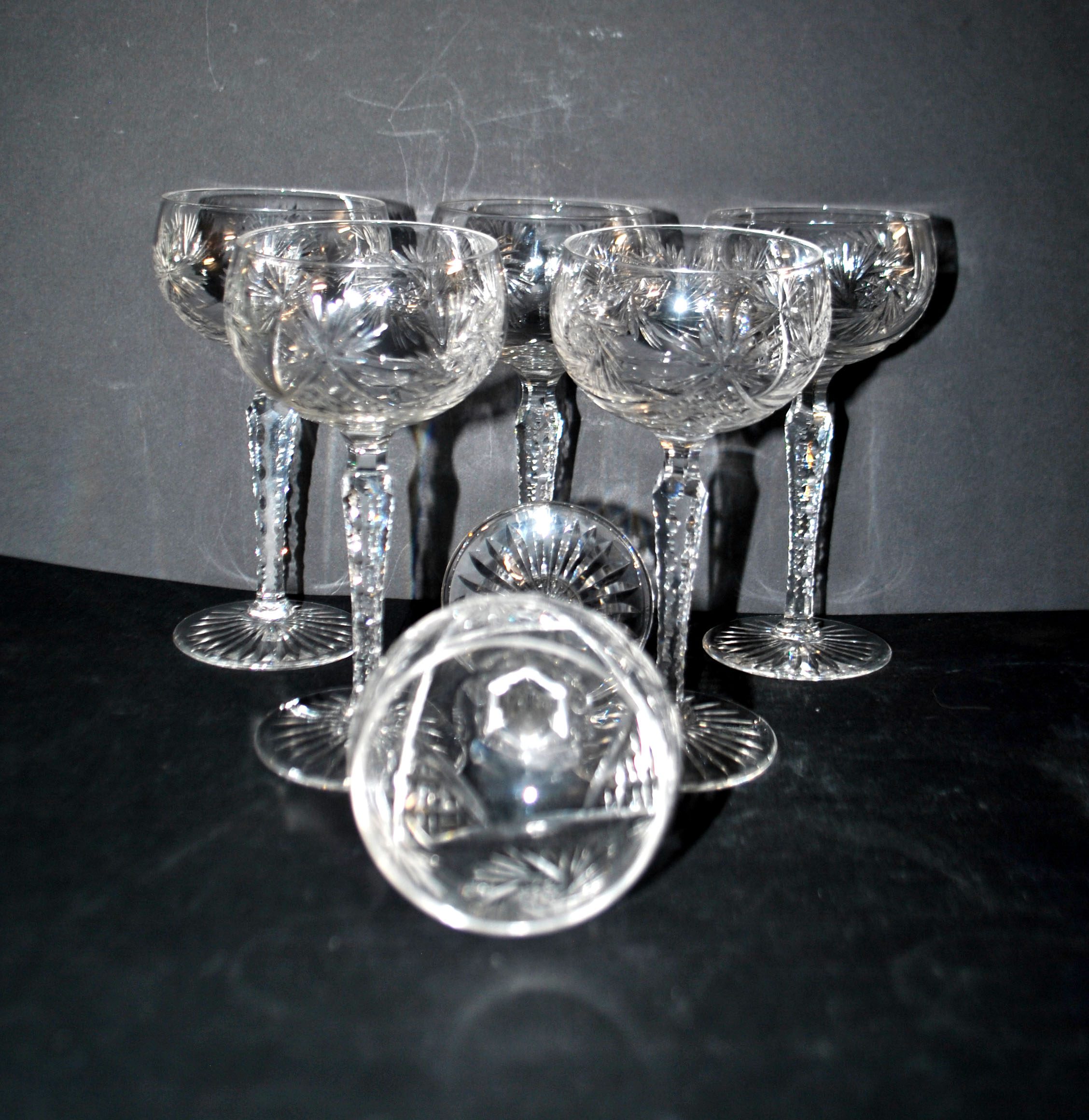 SAINT-LOUIS Verre à vin Ballon ROEMER en cristal taillé étoile 1930 H14.5cm – Image 15
