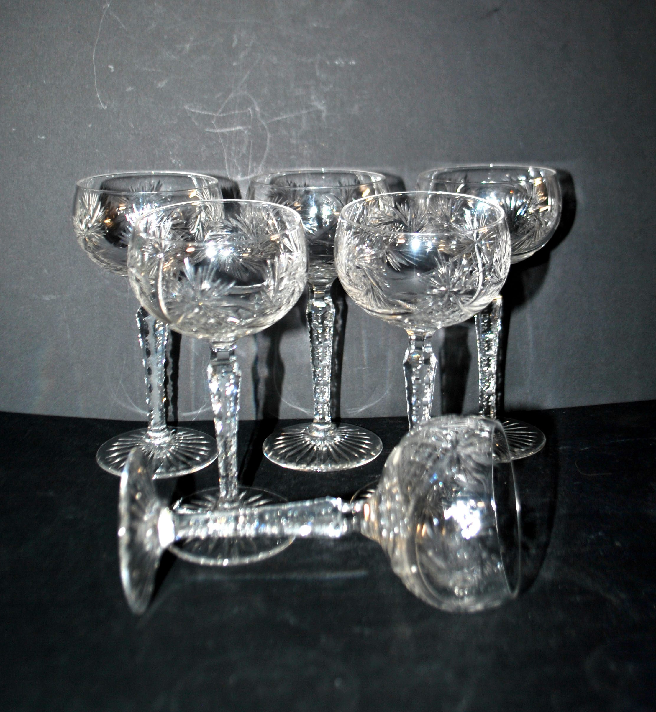 SAINT-LOUIS Verre à vin Ballon ROEMER en cristal taillé étoile 1930 H14.5cm – Image 4