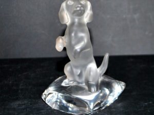 GOEBEL Figurine de chien Teckel en cristal sablé ALLEMAGNE 1970-1980